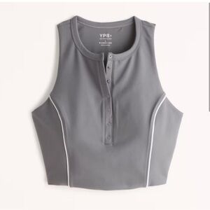 Abercrombie & Fitch YPB Active tank bra sz small snap closure gray white piping
